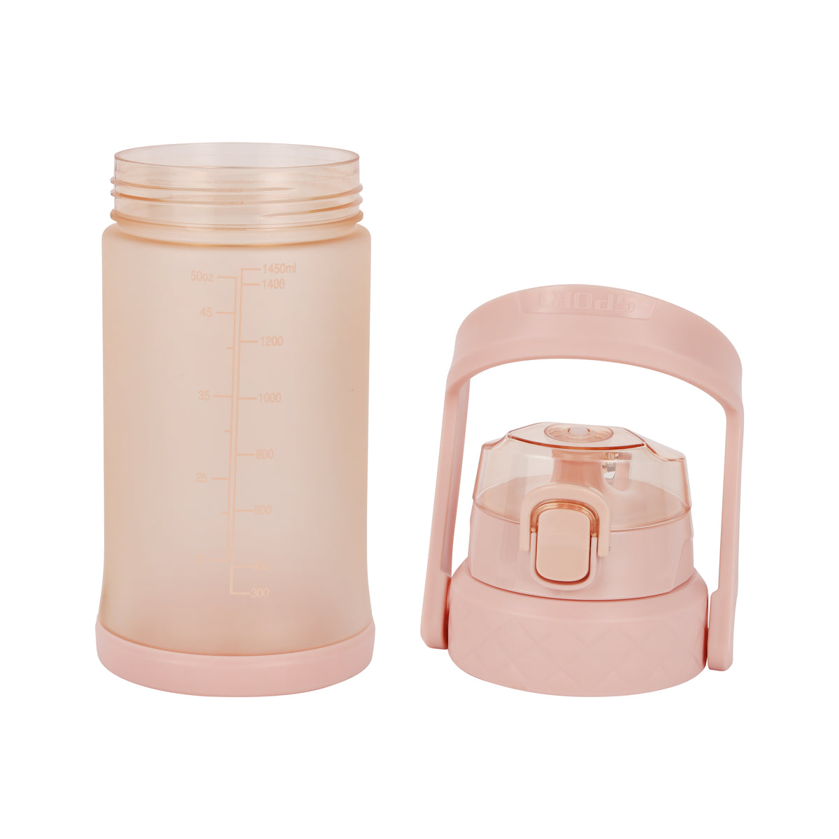 Royalford RF12163 1500ml Water Bottle with Silicone Sipper, Straw & Leak-Proof Flip Lid | Measurement Scale  | BPA-Free Design | Odour-Free and Easy-Grip Design