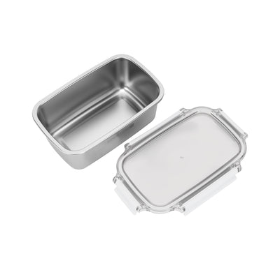 Royalford RF12172 1000ml Stainless Steel Lunch Box | BPA Free Lid | 100% Airtight & Leak-Proof Food Container | 4 Side Lock Clips  | Durable and  Hygienic Design
