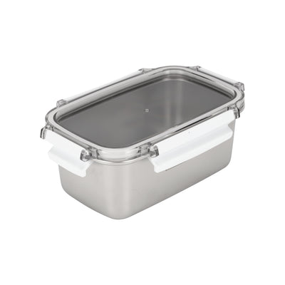Royalford RF12172 1000ml Stainless Steel Lunch Box | BPA Free Lid | 100% Airtight & Leak-Proof Food Container | 4 Side Lock Clips  | Durable and  Hygienic Design
