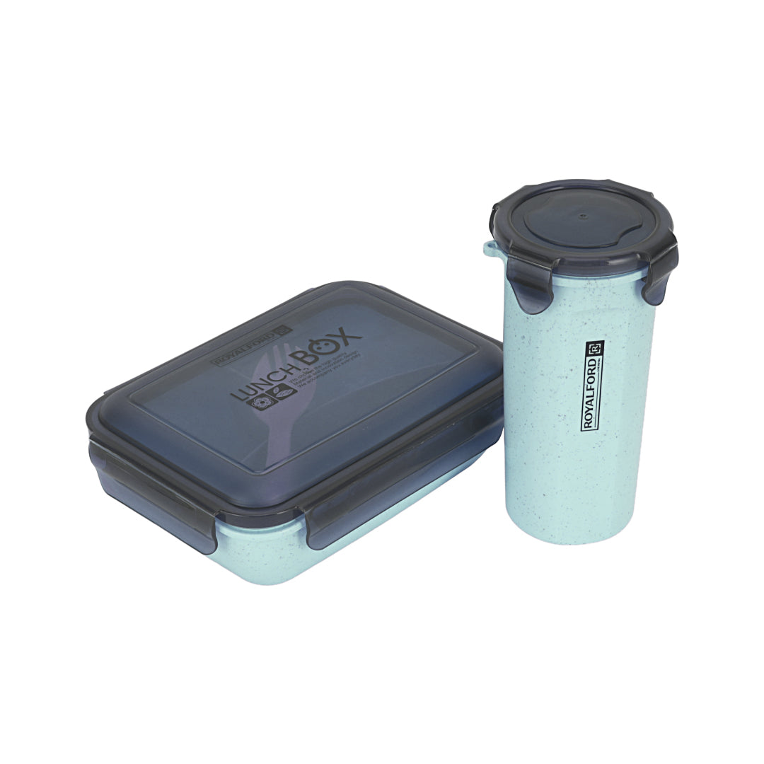 Royalford RF12177 Lunch Box with Water Bottle Set | 800ML Food Container + 500ML Bottle | BPA Free Airtight Leakproof Lunch Box with Spoon for School , Office & Travel