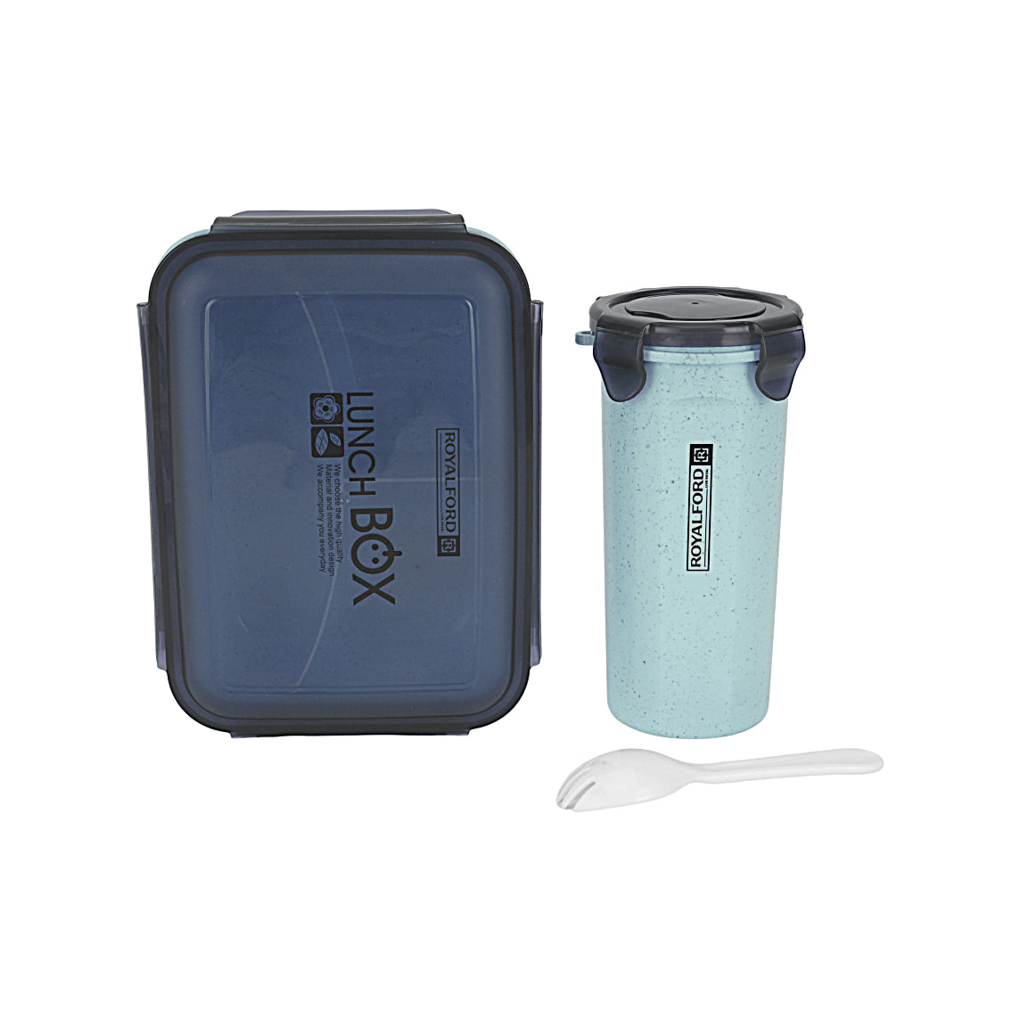Royalford RF12177 Lunch Box with Water Bottle Set | 800ML Food Container + 500ML Bottle | BPA Free Airtight Leakproof Lunch Box with Spoon for School , Office & Travel