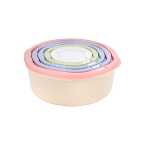 Royalford RF12181 5Pcs Food Storage Containers Set | BPA Free Leak-Proof Round Plastic Boxes with Smart Lock Lids | Freezer & Dishwasher Safe Kitchen Storage Solutions