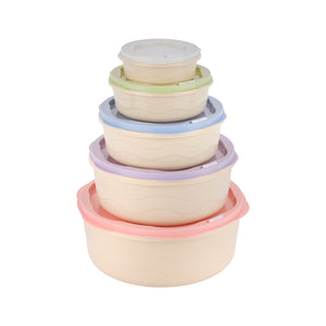 Royalford RF12181 5Pcs Food Storage Containers Set | BPA Free Leak-Proof Round Plastic Boxes with Smart Lock Lids | Freezer & Dishwasher Safe Kitchen Storage Solutions