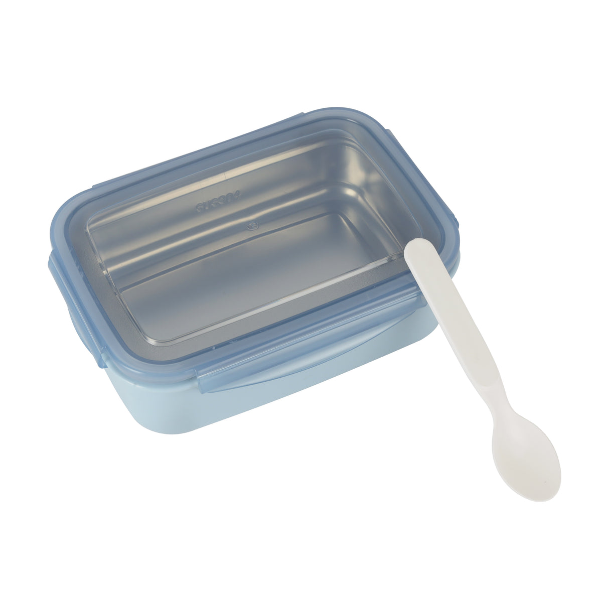 Royalford RF12187 850ML Lunch Box with Stainless Steel Tray and Spoon | BPA Free Leak-Proof Food Container | 4-Side Lock Lid | Freezer Safe | Durable PPE Outer Body