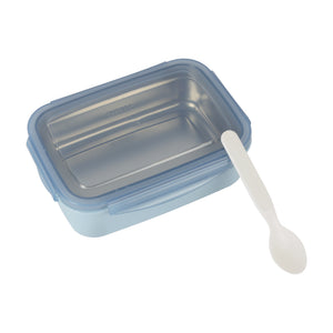 Royalford RF12187 850ML Lunch Box with Stainless Steel Tray and Spoon | BPA Free Leak-Proof Food Container | 4-Side Lock Lid | Freezer Safe | Durable PPE Outer Body