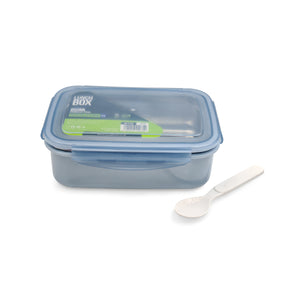 Royalford RF12187 850ML Lunch Box with Stainless Steel Tray and Spoon | BPA Free Leak-Proof Food Container | 4-Side Lock Lid | Freezer Safe | Durable PPE Outer Body