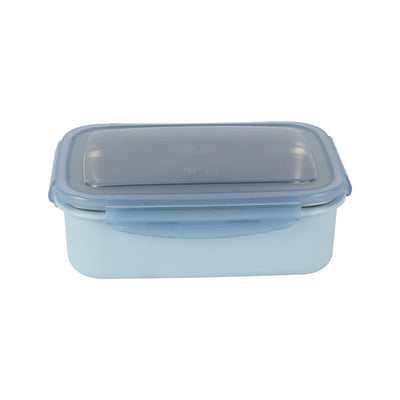 Royalford RF12187 850ML Lunch Box with Stainless Steel Tray and Spoon | BPA Free Leak-Proof Food Container | 4-Side Lock Lid | Freezer Safe | Durable PPE Outer Body
