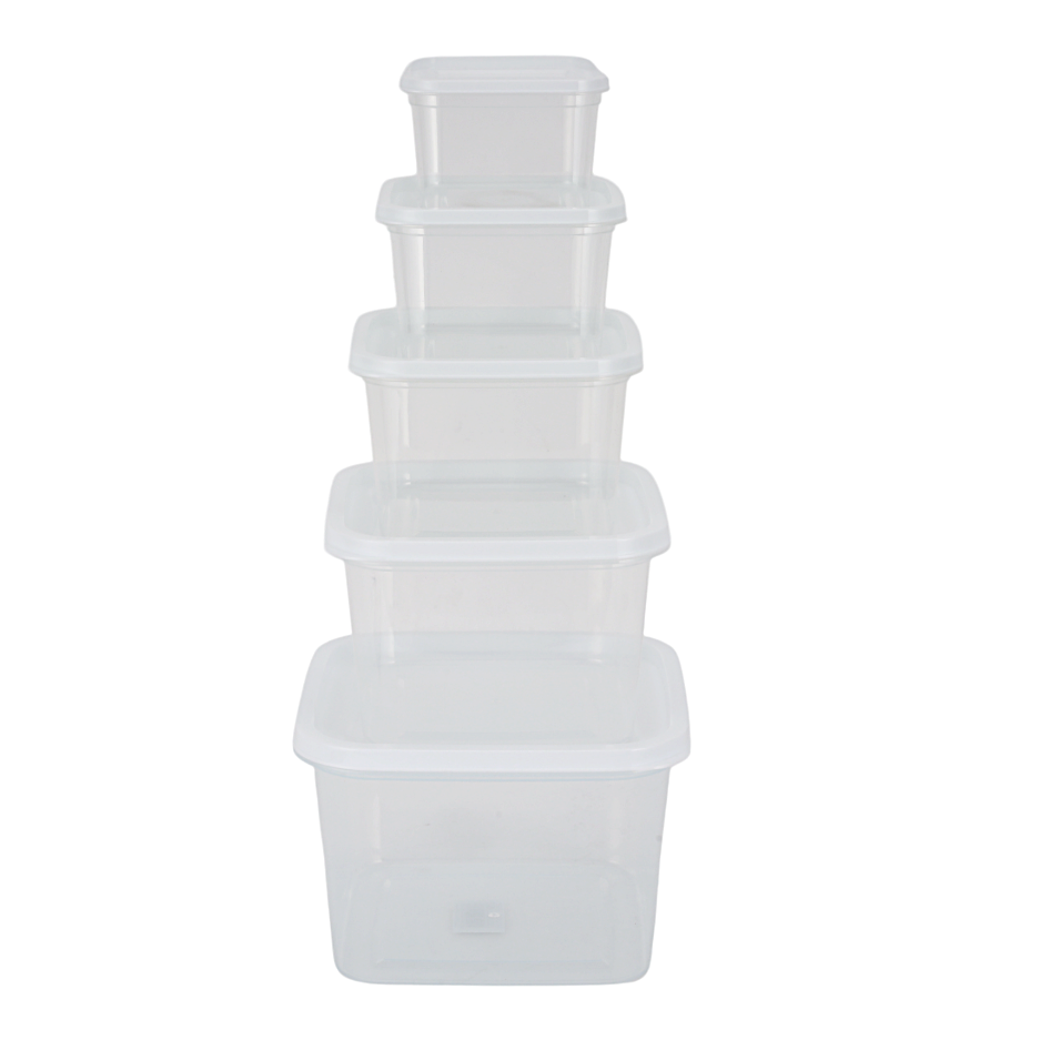 Royalford RF12189 Square Food Storage Container Set 5PCS | BPA Free Leakproof Food Storage Boxes with Lids | Freezer Safe Stackable Plastic Kitchen  Storage Containers