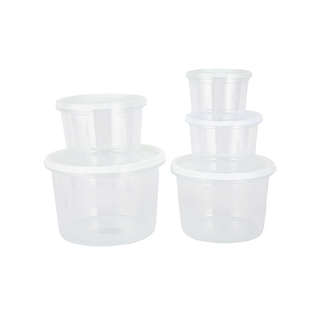 Royalford RF12190 Round Food Storage Container Set 5PCS  |  BPA Free Leakproof Stackable Kitchen Storage Containers with Lids |  Freezer Safe Plastic Food Boxes