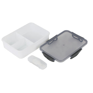 Royalford RF12191 Lunch Box 1600ml| Spoon & Holder 3 Compartment Leak Proof BPA Free Food Grade| PPE Freezer Safe Durable Food Storage Container for Office School Travel|