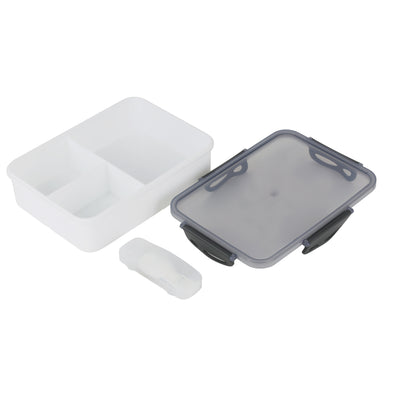 Royalford RF12191 Lunch Box 1600ml| Spoon & Holder 3 Compartment Leak Proof BPA Free Food Grade| PPE Freezer Safe Durable Food Storage Container for Office School Travel|