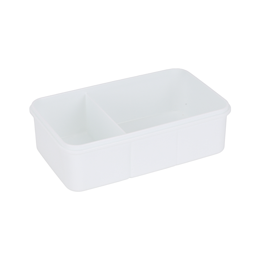 Royalford RF12192 Rectangular Lunch Box 1100ML|  2 compartments & leak-proof 4-side lock lid| BPA-free PPE material, freezer safe design & cutlery for convenient meals|