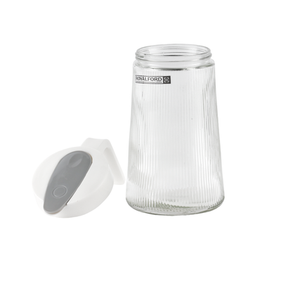 Royalford RF12208 5PC Water Jug & Cups Set | 1200ml Glass Jug and 4x250ml Cups | BPA Free Lead-Free Soda Lime Glass | Heat & Scratch Resistant Beverage Serving Set