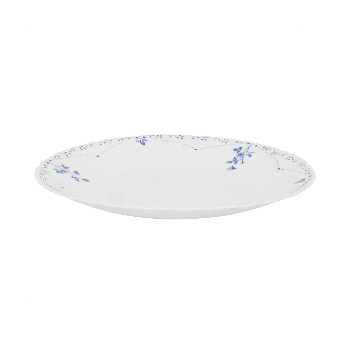 Royalford RF12214 10.5" opalware dinner plate| lightweight and chip-resistant with elegant floral design| microwave and dishwasher safe, ideal for serving meals|