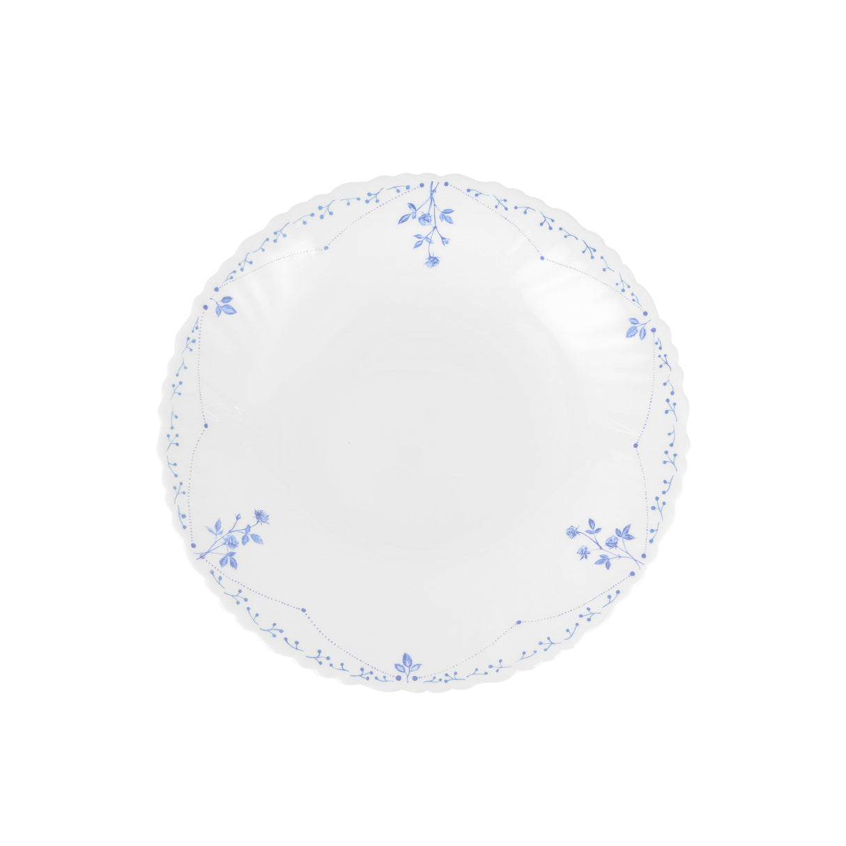 Royalford RF12215 Opalware Soup Plate 9.5"| elegant white floral design, chip-resistant build & lightweight| microwave & dishwasher safe, for soups & daily use|