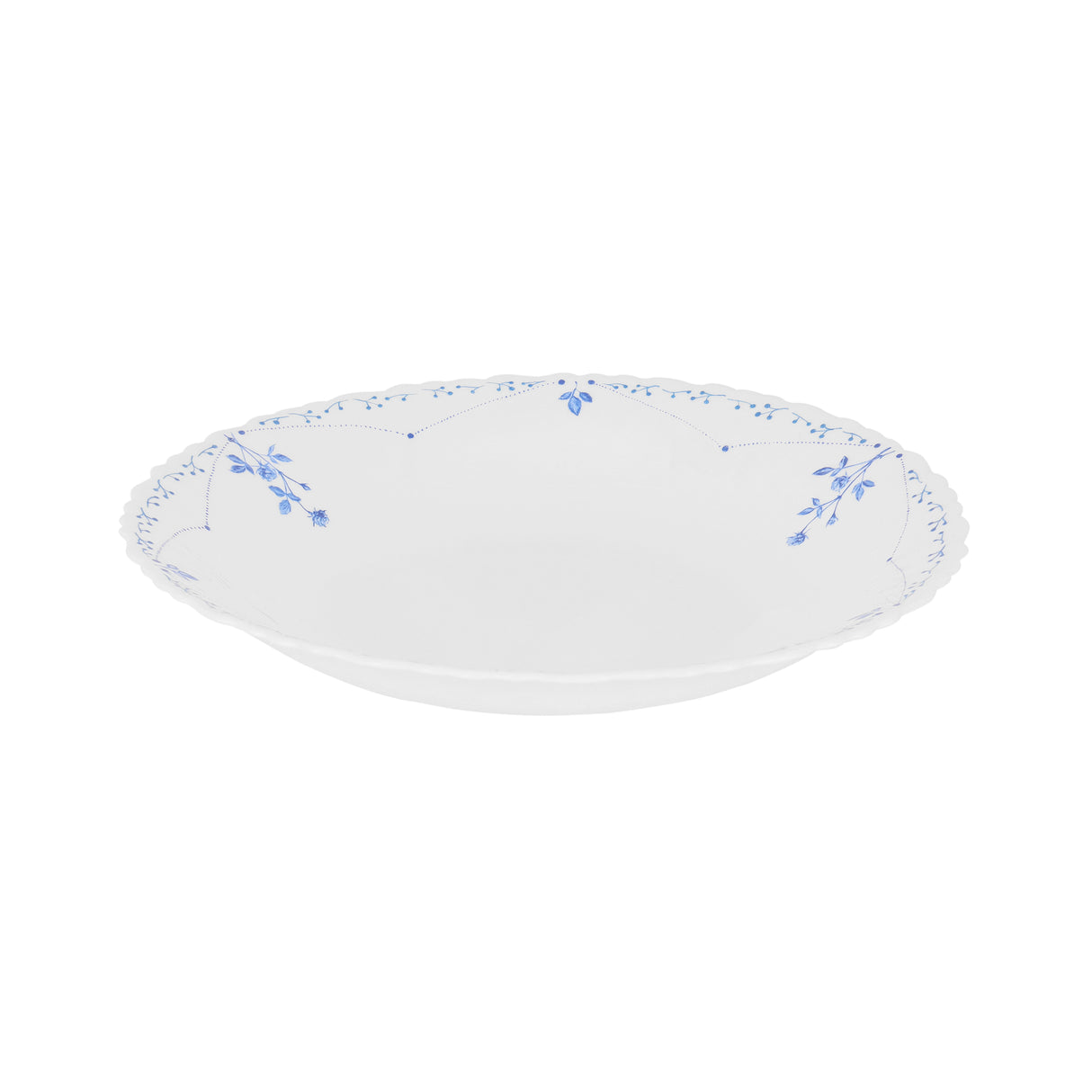 Royalford RF12215 Opalware Soup Plate 9.5"| elegant white floral design, chip-resistant build & lightweight| microwave & dishwasher safe, for soups & daily use|