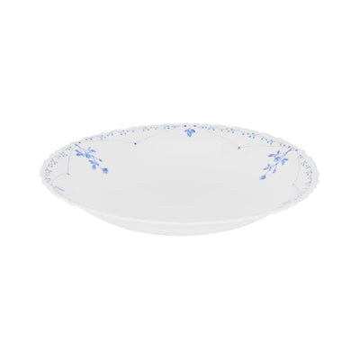Royalford RF12215 Opalware Soup Plate 9.5"| elegant white floral design, chip-resistant build & lightweight| microwave & dishwasher safe, for soups & daily use|