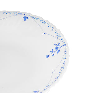 Royalford RF12215 Opalware Soup Plate 9.5"| elegant white floral design, chip-resistant build & lightweight| microwave & dishwasher safe, for soups & daily use|