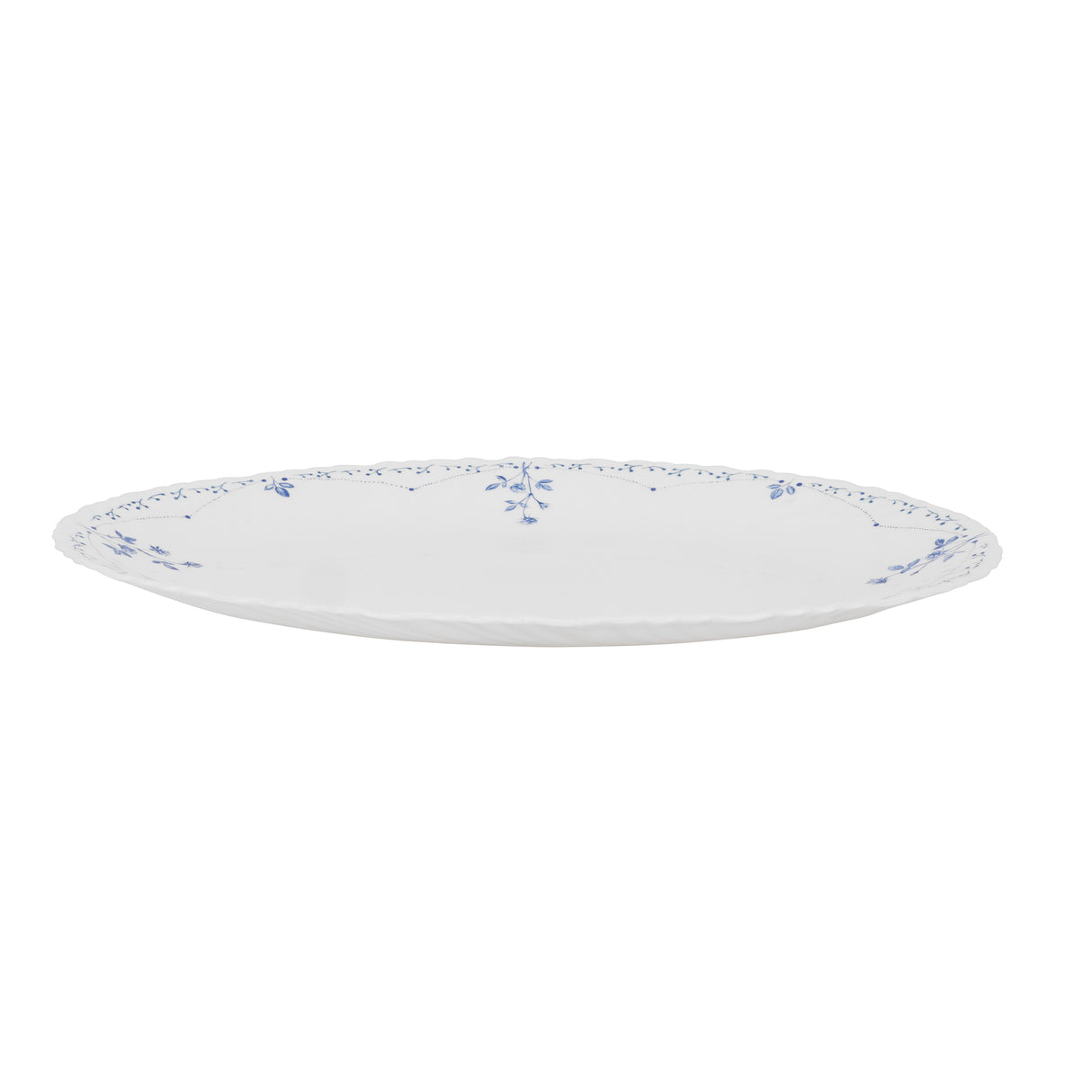 Royalford RF12218 Opalware Oval Plate 14 Inch| Chip Resistant Microwave and Dishwasher Safe Lightweight| Durable White Serving Plate with Elegant Floral Design|