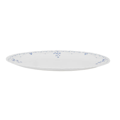 Royalford RF12218 Opalware Oval Plate 14 Inch| Chip Resistant Microwave and Dishwasher Safe Lightweight| Durable White Serving Plate with Elegant Floral Design|