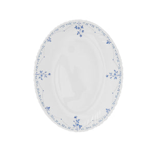 Royalford RF12218 Opalware Oval Plate 14 Inch| Chip Resistant Microwave and Dishwasher Safe Lightweight| Durable White Serving Plate with Elegant Floral Design|