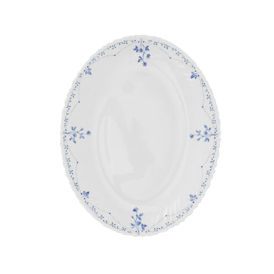 Royalford RF12218 Opalware Oval Plate 14 Inch| Chip Resistant Microwave and Dishwasher Safe Lightweight| Durable White Serving Plate with Elegant Floral Design|