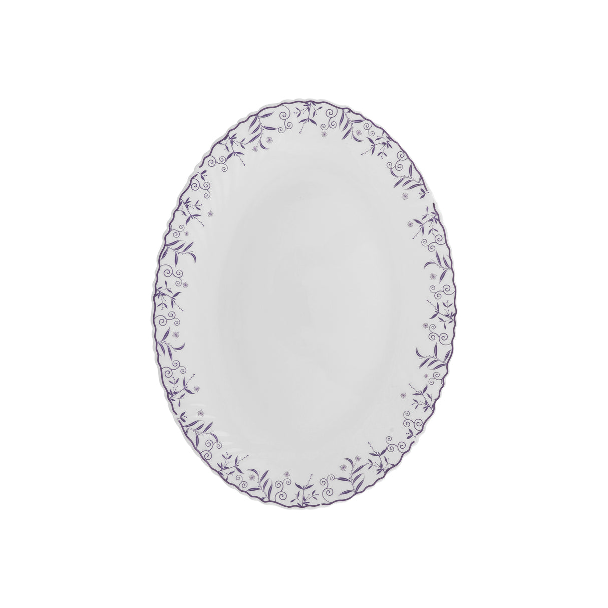 Royalford RF12234 Opalware Oval Plate 14 Inch| Chip Resistant Microwave & Dishwasher Safe Lightweight| White Serving Plate with Elegant Floral Design for Dining Use|