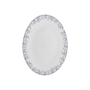 Royalford RF12234 Opalware Oval Plate 14 Inch| Chip Resistant Microwave & Dishwasher Safe Lightweight| White Serving Plate with Elegant Floral Design for Dining Use|