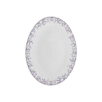 Royalford RF12234 Opalware Oval Plate 14 Inch| Chip Resistant Microwave & Dishwasher Safe Lightweight| White Serving Plate with Elegant Floral Design for Dining Use|
