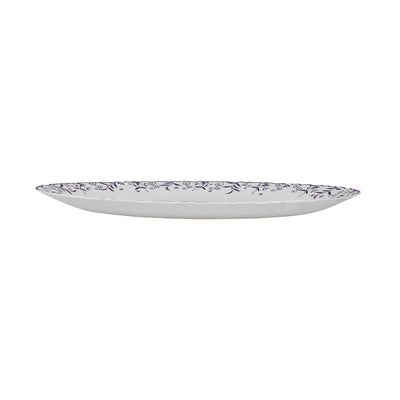 Royalford RF12234 Opalware Oval Plate 14 Inch| Chip Resistant Microwave & Dishwasher Safe Lightweight| White Serving Plate with Elegant Floral Design for Dining Use|