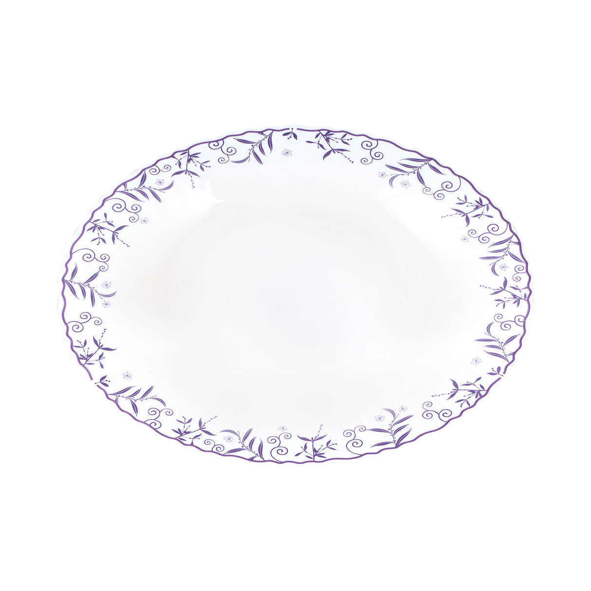 Royalford RF12234 Opalware Oval Plate 14 Inch| Chip Resistant Microwave & Dishwasher Safe Lightweight| White Serving Plate with Elegant Floral Design for Dining Use|