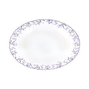 Royalford RF12234 Opalware Oval Plate 14 Inch| Chip Resistant Microwave & Dishwasher Safe Lightweight| White Serving Plate with Elegant Floral Design for Dining Use|