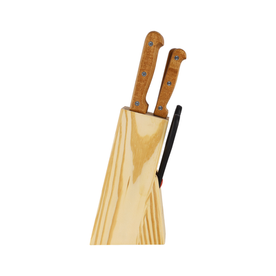 Royalford RF12265 7PCS Kitchen Knife Set | Wooden Block & Scissors | Sharp Stainless Steel Blades | Ergonomic Wooden Handles | Pinewood Stand for Home & Professional Use