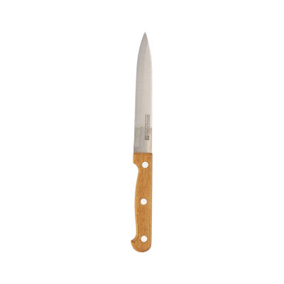 Royalford RF12265 7PCS Kitchen Knife Set | Wooden Block & Scissors | Sharp Stainless Steel Blades | Ergonomic Wooden Handles | Pinewood Stand for Home & Professional Use