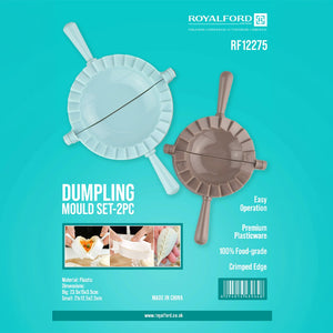Royalford RF12275 Dumpling Mould Set | 2PC Food Grade Plastic Dumpling Maker Press | Crimped Edge Easy Dumpling Maker Tool | Lightweight & Easy to Clean Design