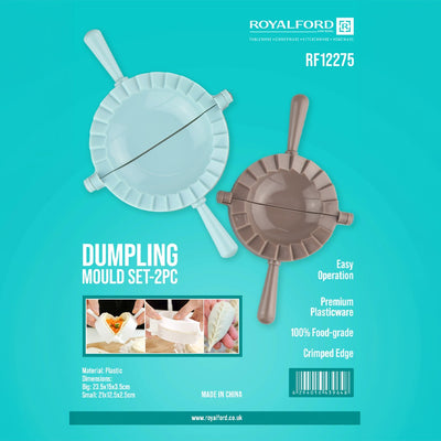 Royalford RF12275 Dumpling Mould Set | 2PC Food Grade Plastic Dumpling Maker Press | Crimped Edge Easy Dumpling Maker Tool | Lightweight & Easy to Clean Design