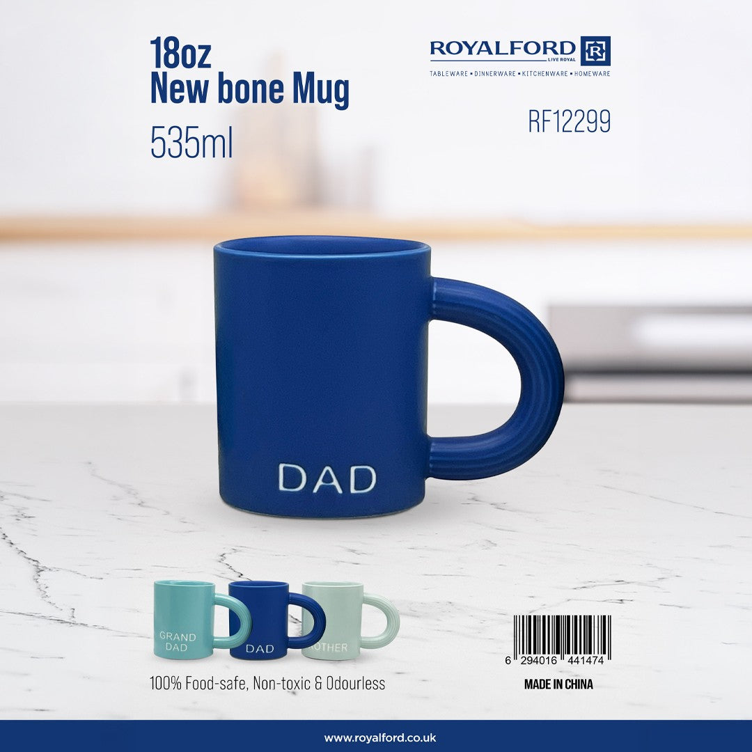 Royalford RF12299 18 oz 535 ml New Bone Mug  | Classic Design | Comfortable handle | 100% food-safe  | Non-toxic & odourless | Versatile everyday mug | Durable Design