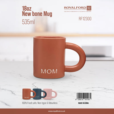 Royalford  RF12300 18oz New Bone MOM Mug  |  Generous 535ml Capacity  | Comfortable Handle |  Food-Safe | Non-Toxic  and  Odourless | Perfect  For Everyday Use