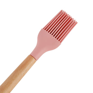 Royalford RF12319 2PC Silicone Kitchen Tools Set | Wooden Handle | BPA Free Food Grade Silicone Spatula Scraper & Oil Brush | Non Stick Safe Cooking Baking  Utensils Set