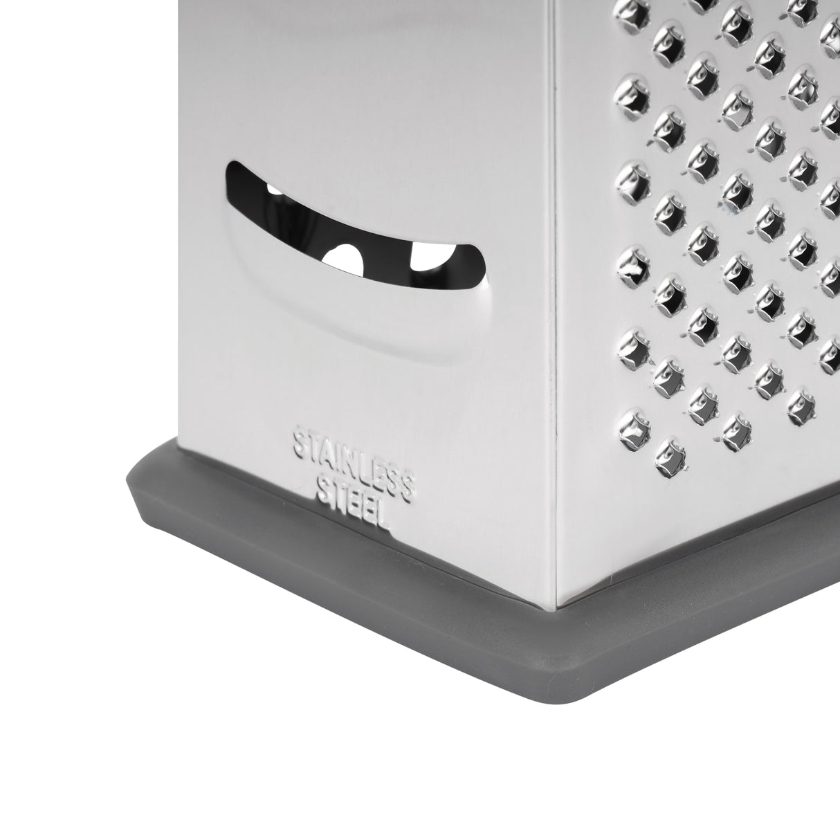 Royalford RF12344  4-Sided Stainless Steel Grater| ultra-sharp blades & ergonomic handle, non-slip base| Multi-function kitchen tool, slicing, shredding & grating easily|