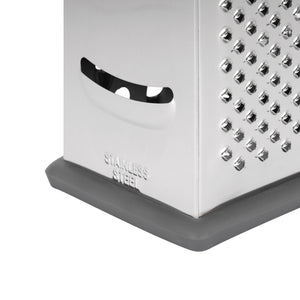 Royalford RF12344  4-Sided Stainless Steel Grater| ultra-sharp blades & ergonomic handle, non-slip base| Multi-function kitchen tool, slicing, shredding & grating easily|