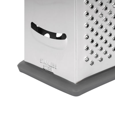 Royalford RF12344  4-Sided Stainless Steel Grater| ultra-sharp blades & ergonomic handle, non-slip base| Multi-function kitchen tool, slicing, shredding & grating easily|