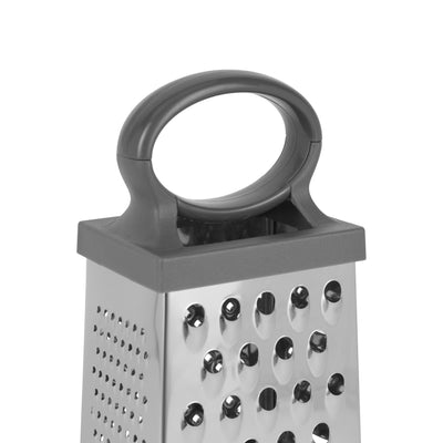 Royalford RF12345 4-Sided Stainless Steel Grater| ultra-sharp blades, durable ABS handle and non-slip TPR base| Ideal for slicing, shredding, and grating with precision|