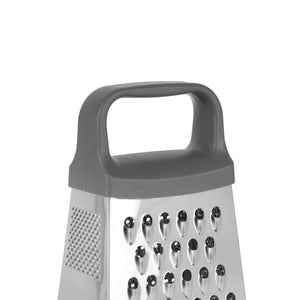 Royalford RF12347 4-Sided Stainless Steel Grater| ultra-sharp blades & sturdy ABS handle|  non-slip TPR base for safe, efficient slicing, shredding, and grating tasks|