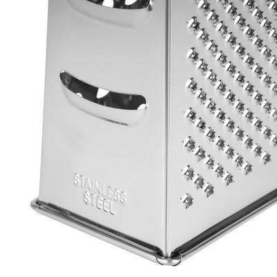 Royalford RF12348  4-Sided Grater| stainless steel blades offers 4 cutting styles 7 ergonomic handle| durable box design, ideal for slicing, shredding & grating|