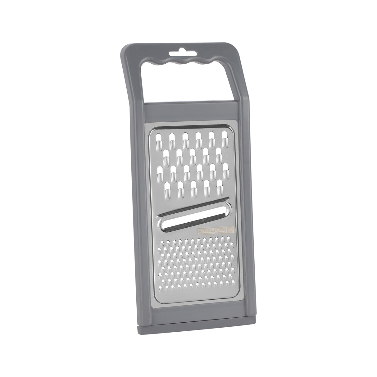 Royalford RF12350 3 in 1 Stainless Steel Grater | Multiple Blades | Vegetable Slicer Shredder Cutter with ABS Handle | TPR Base for Cheese, Vegetables & Fruits