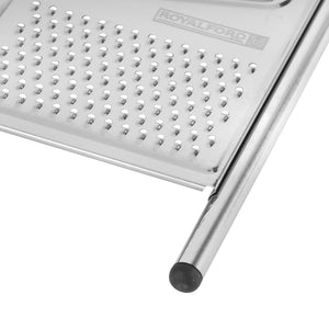 Royalford RF12351 3-in-1 stainless steel grater| multi blades, perfect for slicing & shredding| grating vegetables, cheese and more, durable non-slip base for safe use|