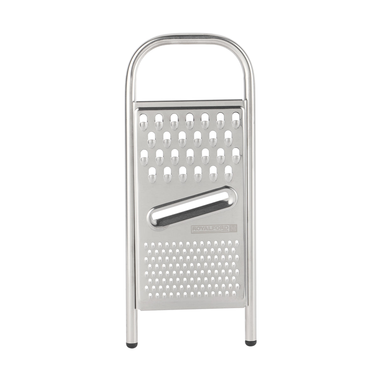 Royalford RF12351 3-in-1 stainless steel grater| multi blades, perfect for slicing & shredding| grating vegetables, cheese and more, durable non-slip base for safe use|