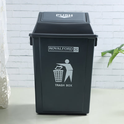 Royalford RF12399 40L Plastic Dust Bin with Push Lid | Premium Quality Trash Box | Large Capacity Waste Bin for Home, Kitchen & Office Use | Durable Plastic Design