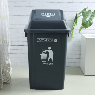 Royalford RF12400 60L Plastic Dust Bin with Push Lid| Premium Quality Trash Box for Home, Office, Kitchen & Commercial Waste Management Use Indoor Outdoor Applications